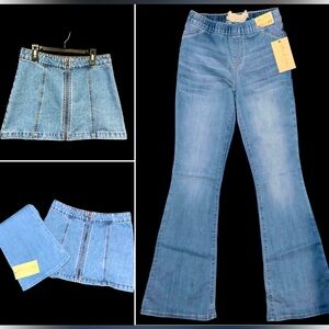 Altar’d State Bundle Deal: Flared Bellbottom Jeans & Denim Skirt, Size XS